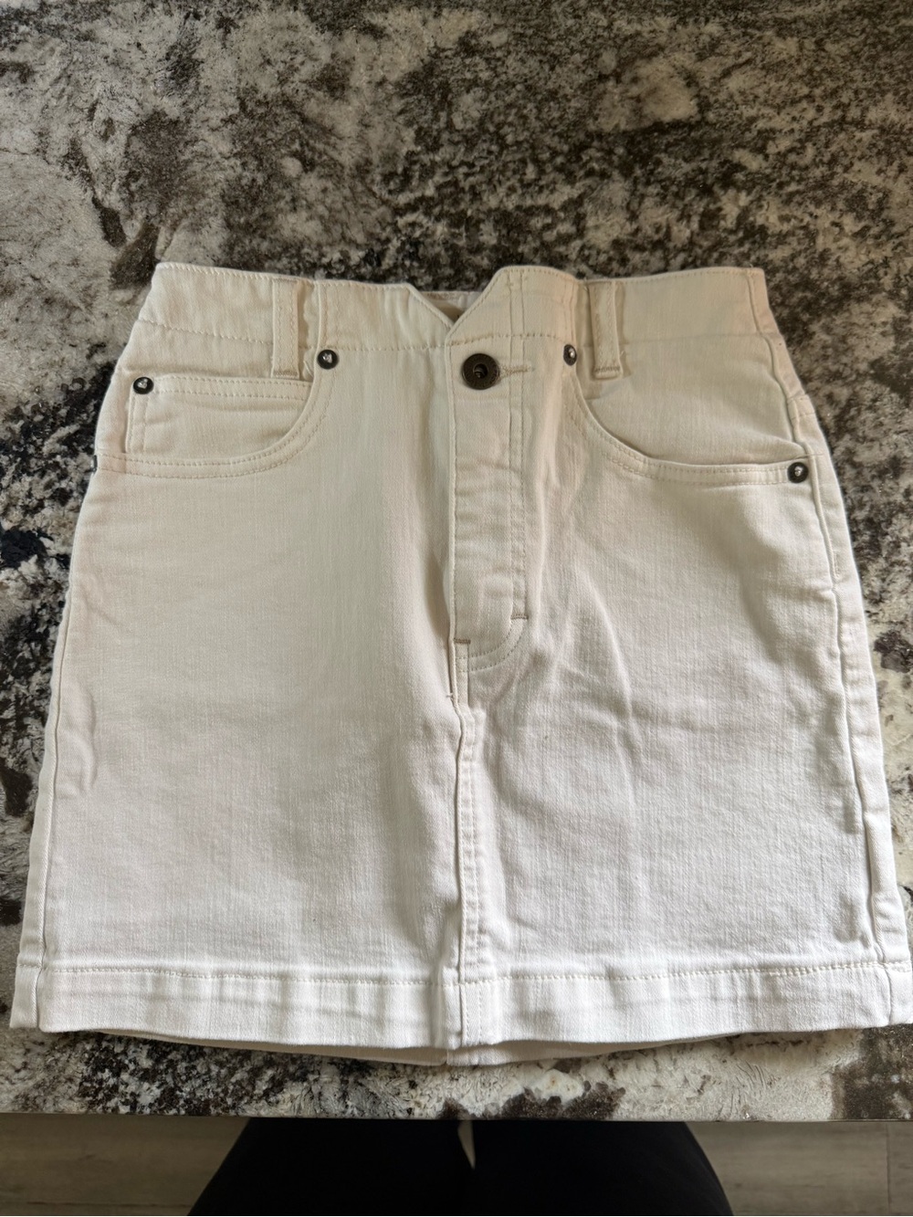 Free People Cream Denim Mini Skirt